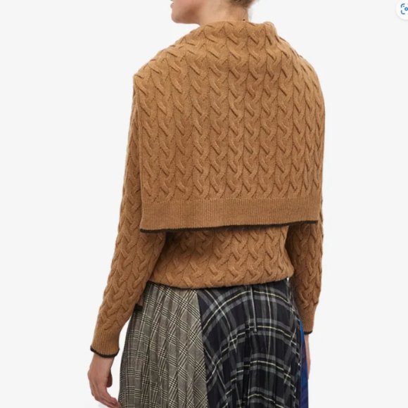 ROKH CABLE KNIT WITH TIE DETAIL TOFFEE - Picture 3 of 6